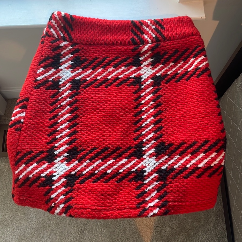 Topshop Plaid Wool Skirt